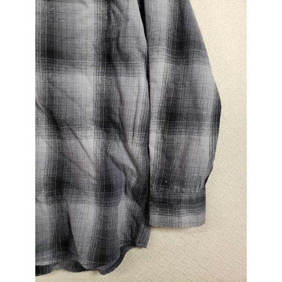 Roebuck Shirt Mens XL Cowboy Western Plaid Point‎ Pocket Button Gray Pearl Snap - Picture 12 of 12